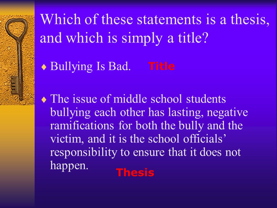 A thesis statement about school bullying