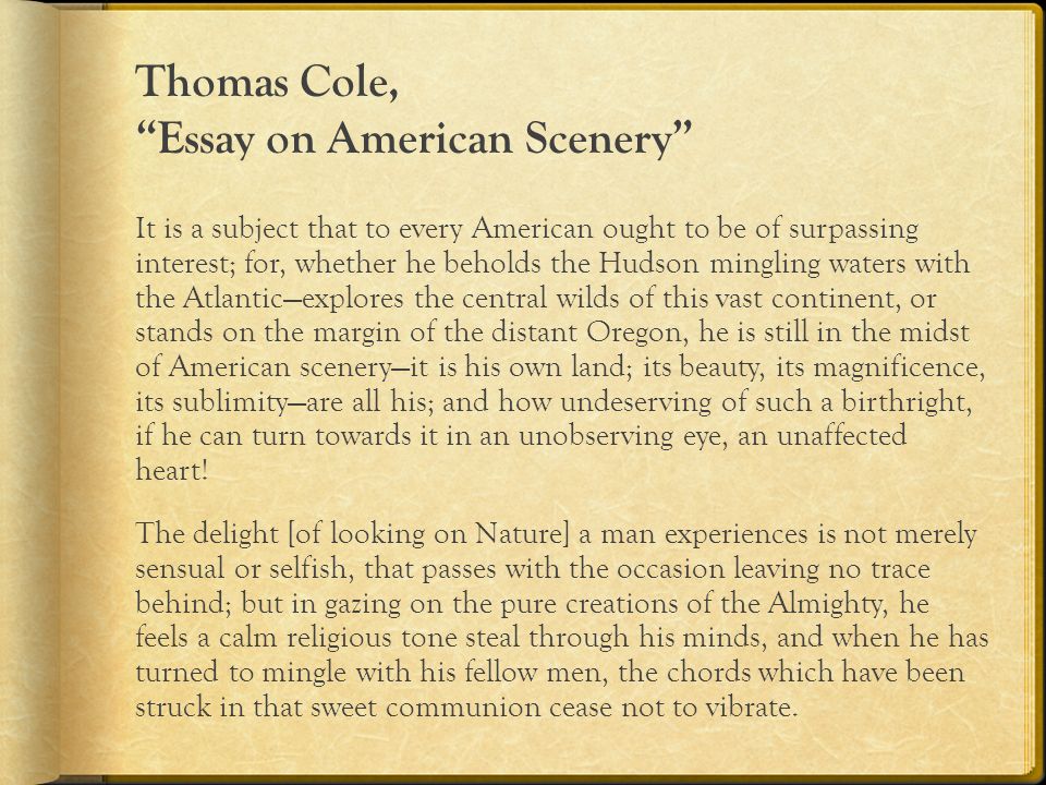 Thomas cole essay on american scenery analysis
