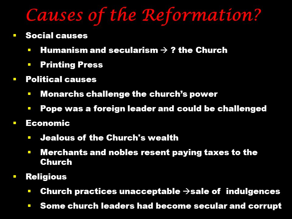 Causes of reformation essay