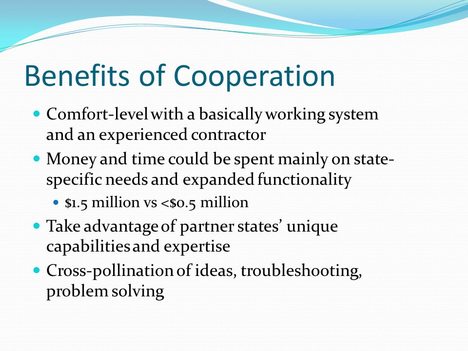 benefits of cooperation essay Essay on benefits of unity and team work – united we stand, divide we fall article shared by in a world, where cut-throat competition and increasingly higher. benefits of cooperation essay Essay on benefits of unity and team work – united we stand, divide we fall article shared by in a world, where cut-throat competition and increasingly higher.