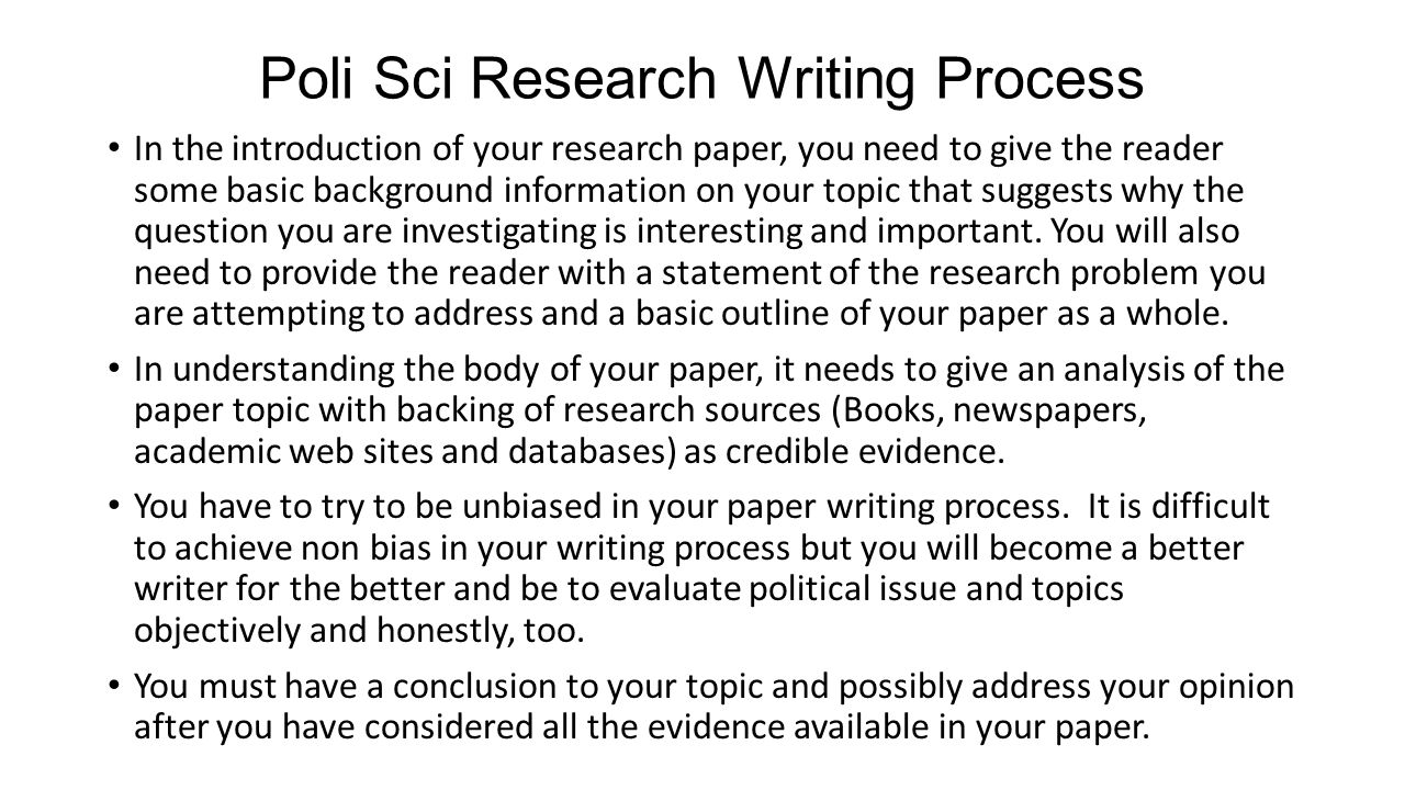 Need Help Writing A Research Paper