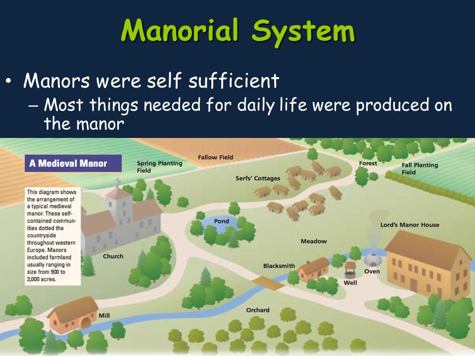 Manorial System Manors were self sufficient – Most things needed for daily life were produced on the manor