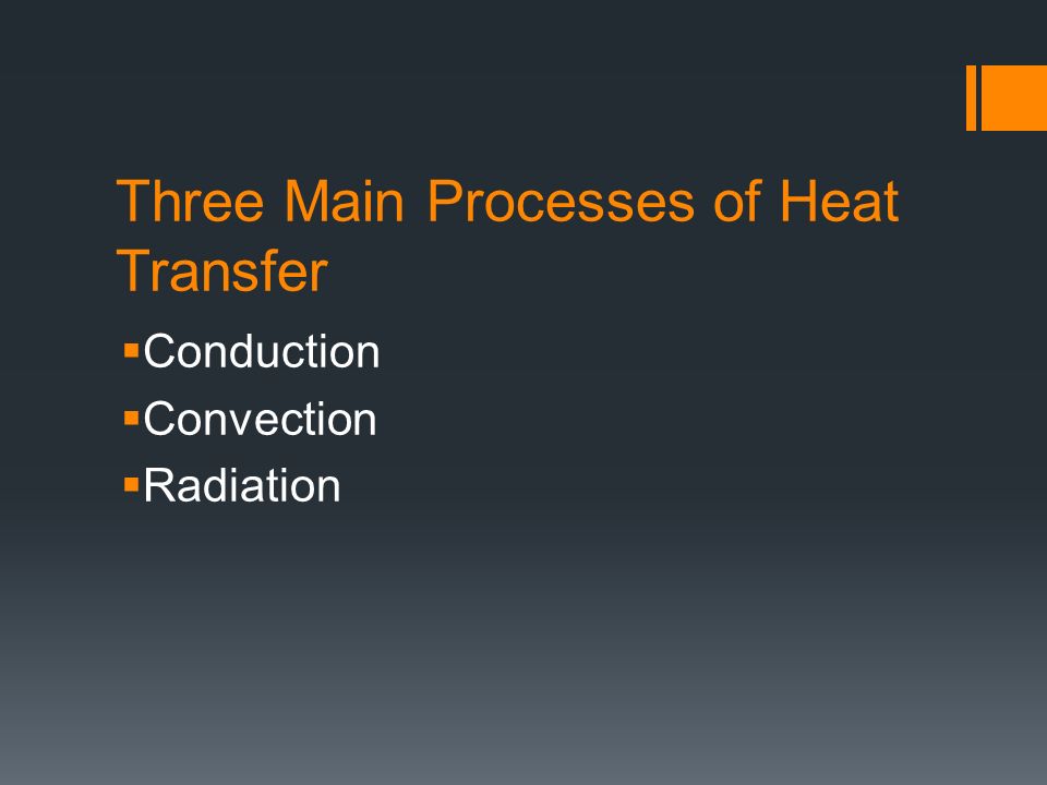 Three Main Processes of Heat Transfer  Conduction  Convection  Radiation
