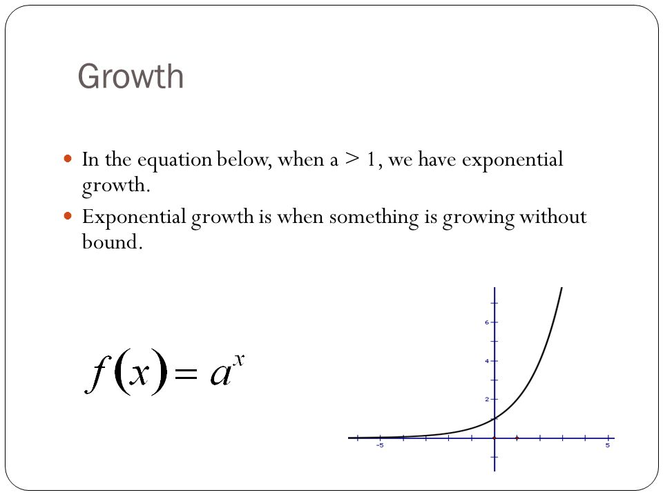 11 2 Exponential Functions General Form Let A Be Constant And Growth In The Equation Below When A 1 We Have Exponential