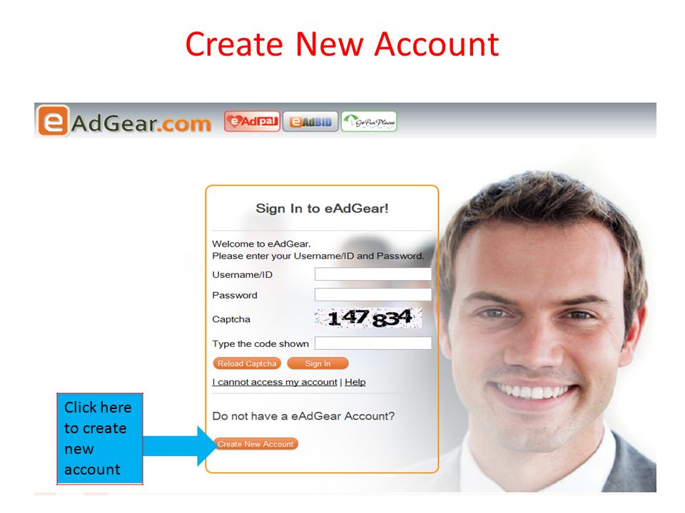 Create New Account Click here to create new account
