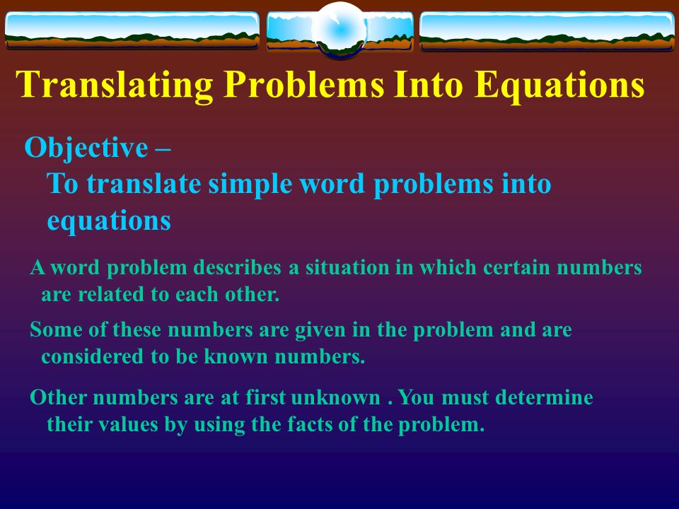 Translate Word Problems Into Equations Talkchannels Word Problems Into Equations Talkchannels Translating