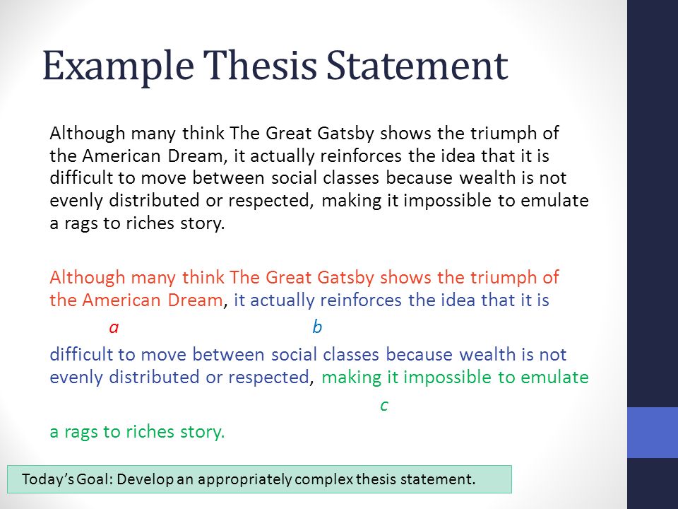 thesis statement on the american dream