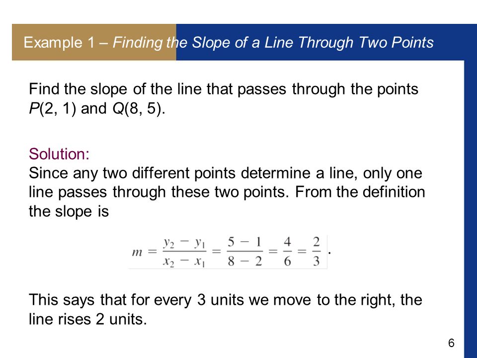 1 Objectives The Slope Of A Line Point Form 6 Example 1 Finding The Slope Of A Line Through Two Points Find