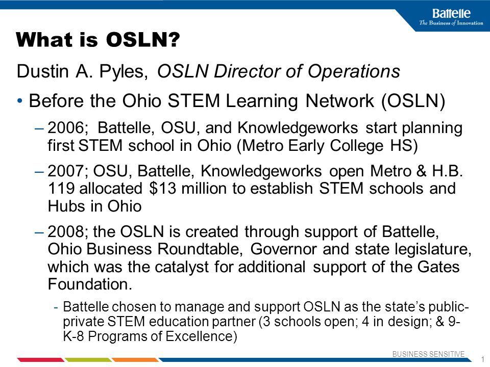 Business Sensitive 1 What Is Osln Dustin A Pyles Director 1 Business Sensitive