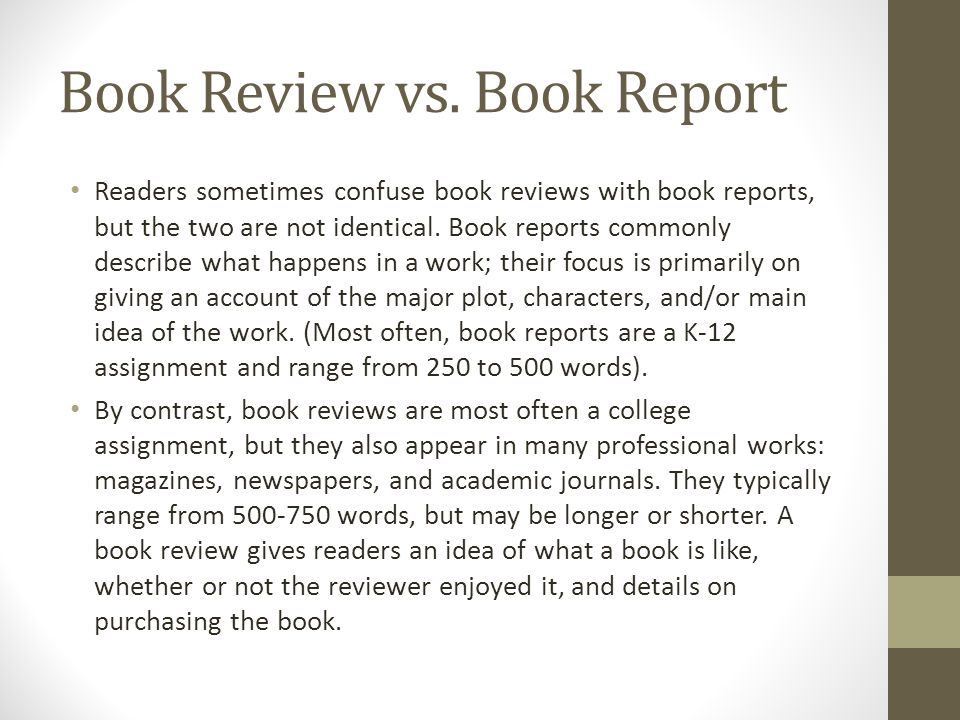Report on book review