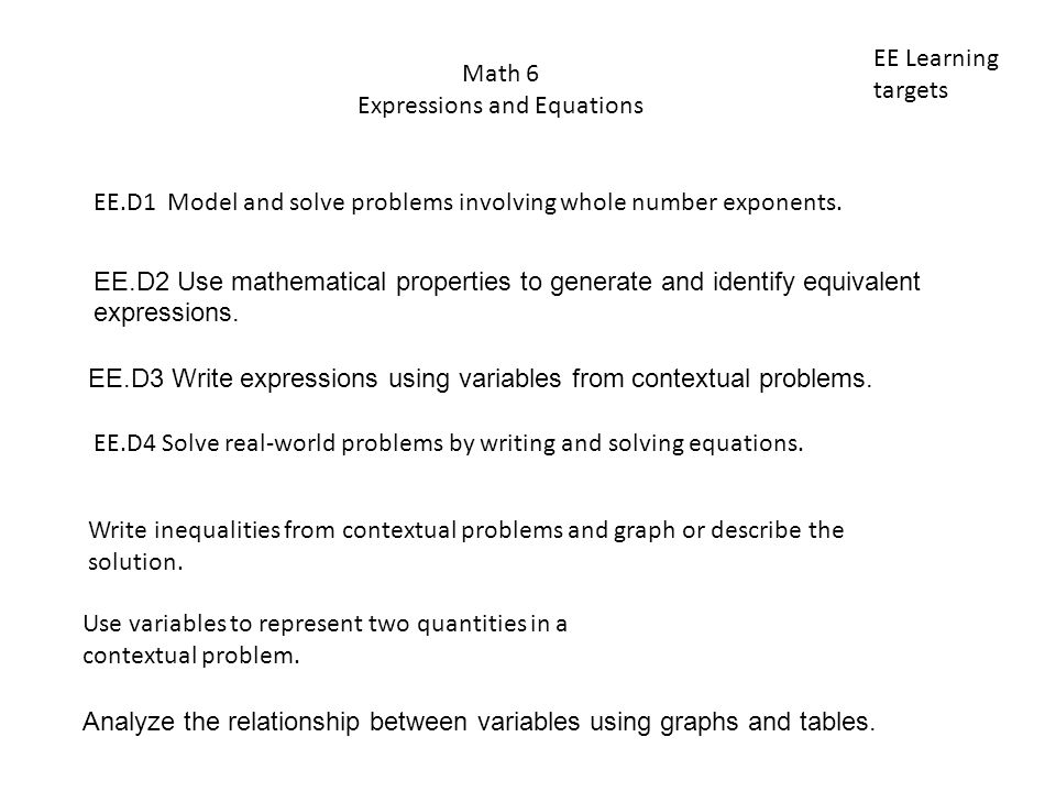 Math 6 Expressions And Equations Ee D1 Model Solve Problems Math 6 Expressions And Equations Ee D1 Model Solve Problems Involving Whole Number Exponents