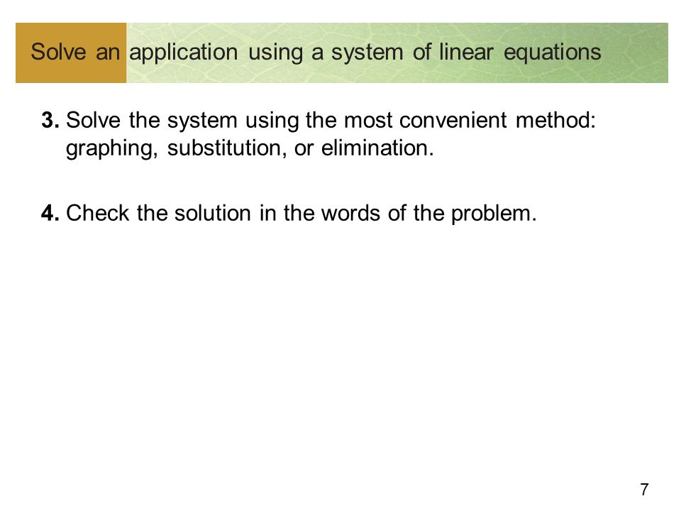 Copyright Cene Learning All Rights Reserved Systems Of 7 Solve An Application Using A System Of Linear Equations 3