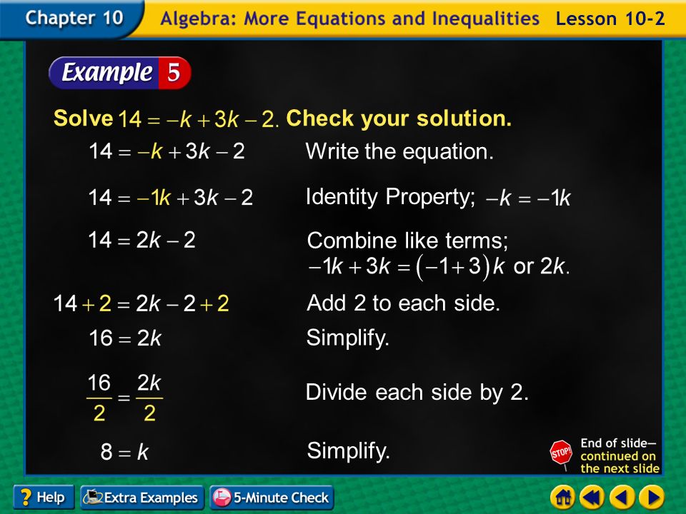 Example 2-4b Check your solution. Write the equation.
