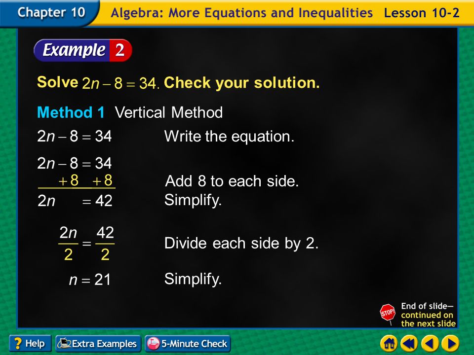 Example 2-2a Method 1 Vertical Method Write the equation.
