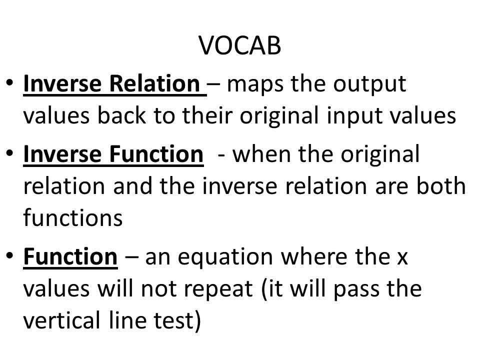 Warm Up Solve For Y Algebra 3 Chapter 7 Powers Roots And 4 Inverse Functions 3 Vocab