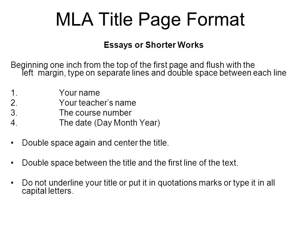 Mla style for papers with no title page