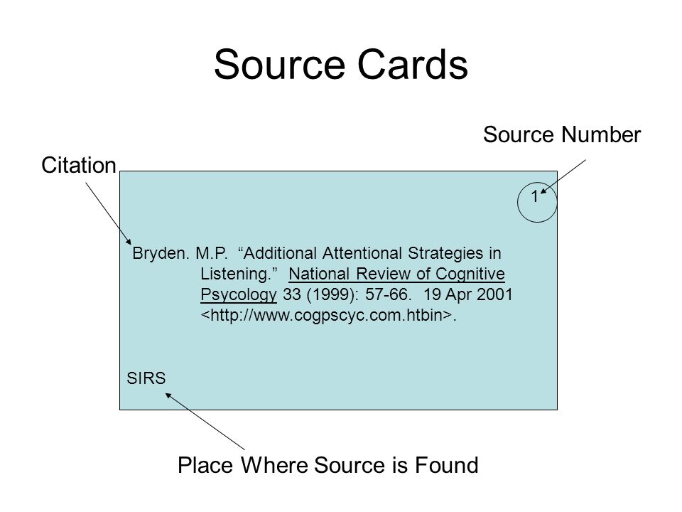 source cards mla