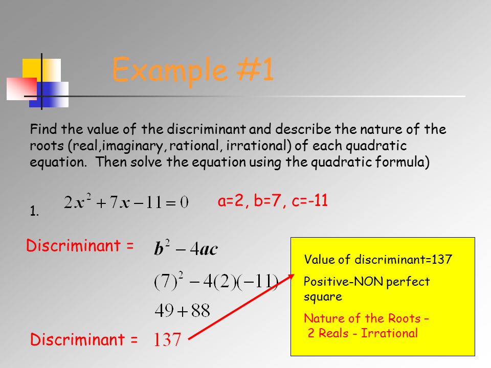 Entry Task Solving Quadratic Equations By The Formula 7 Example