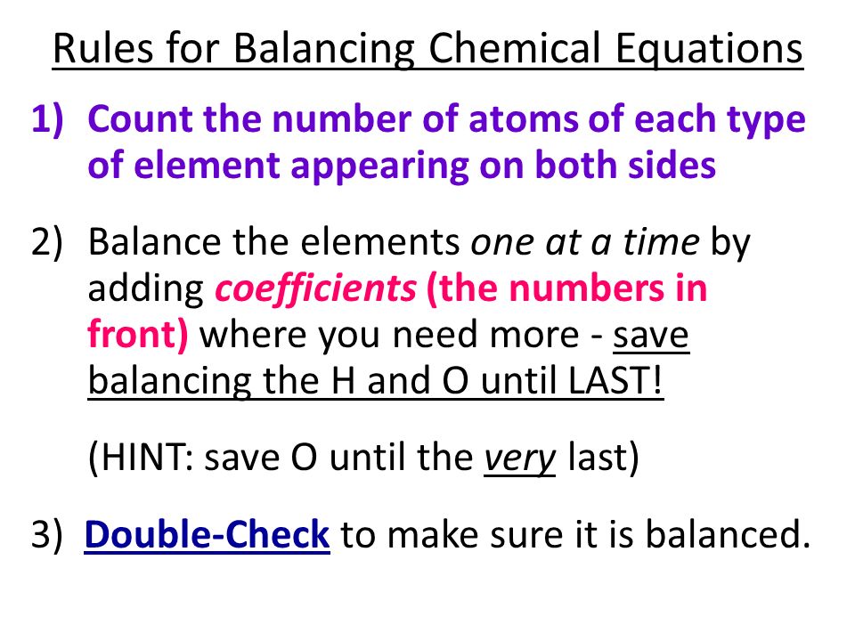 Balancing Chemical Equations Rules Talkchannels Unit 6 Chemical Reactions Writing Equations All