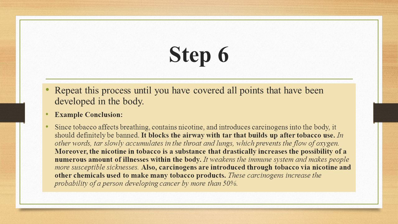 Step 6 Repeat this process until you have covered all points that have been developed in the body.
