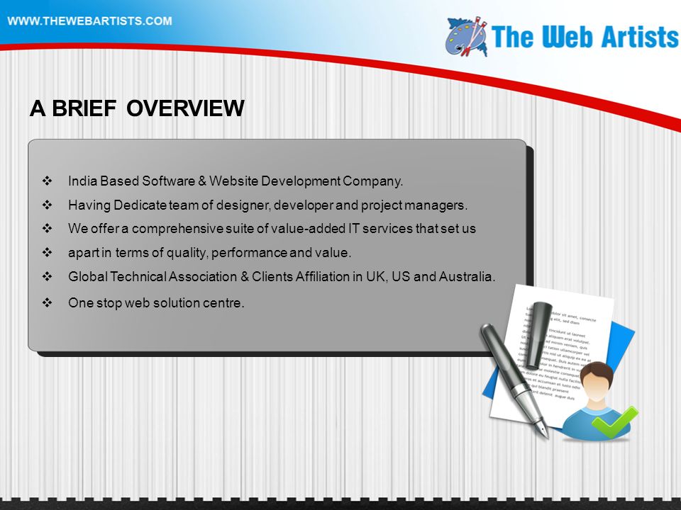 A BRIEF OVERVIEW  India Based Software & Website Development Company.