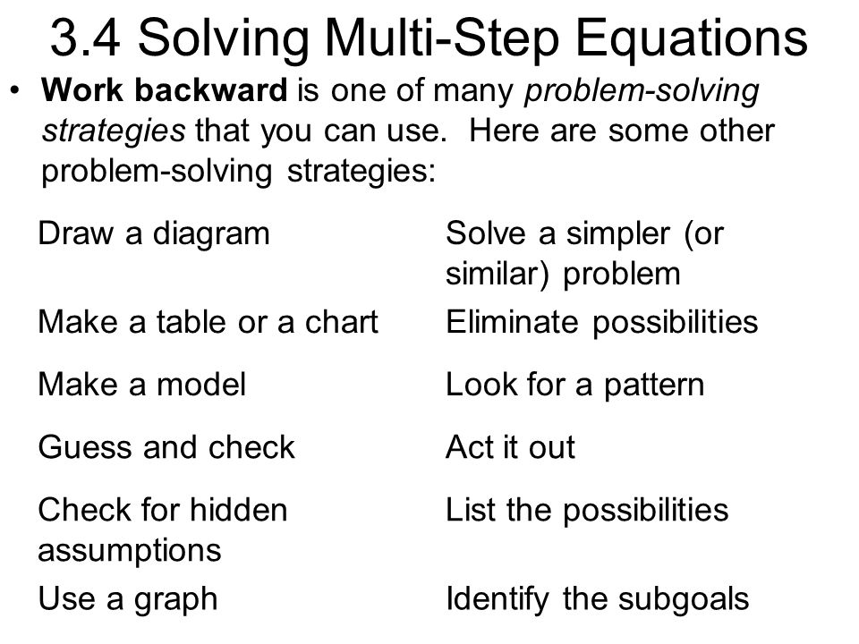 Working Backwards Problem Solving