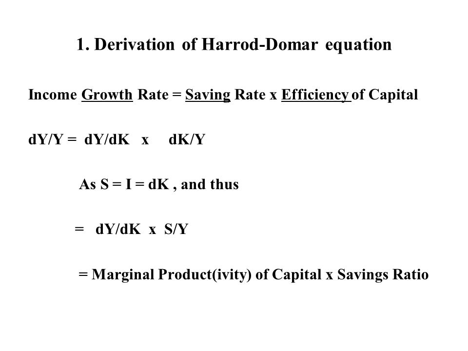 harrod domar model of economic growth crude but flexible lecture 2 savings ratio formula