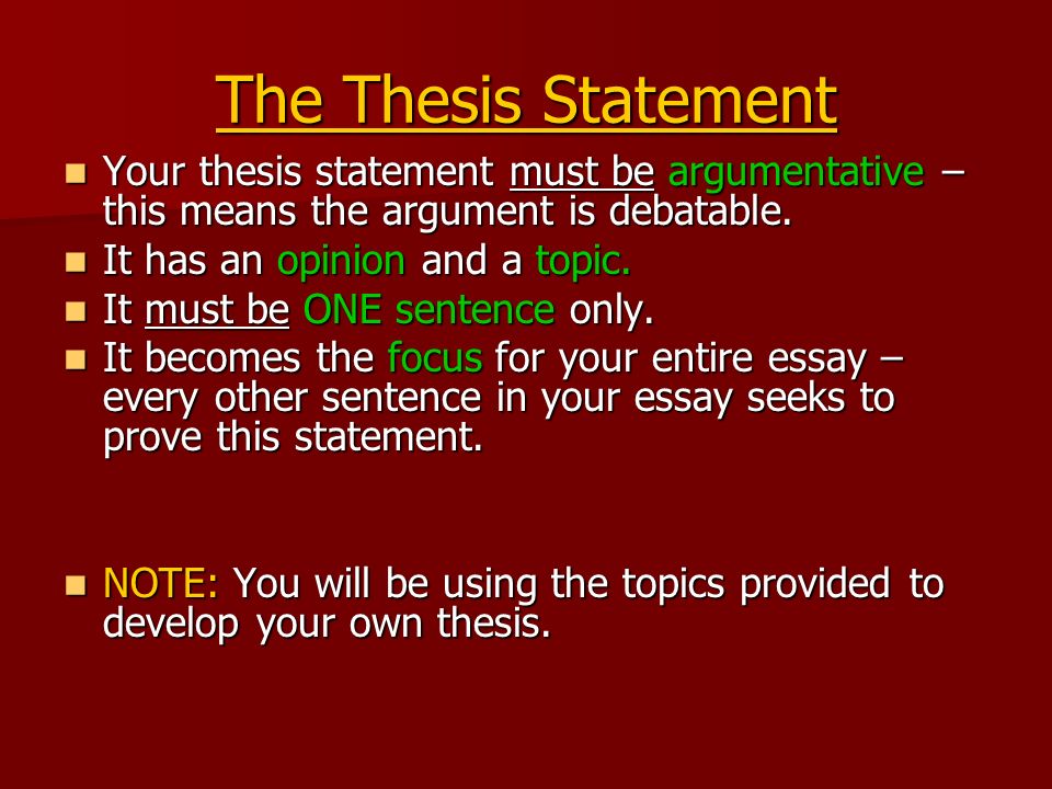 argument essay thesis statements In this lesson you will draft a thesis statement for your argumentative essay by combining your claim and supporting reasons. argument essay thesis statements In this lesson you will draft a thesis statement for your argumentative essay by combining your claim and supporting reasons.