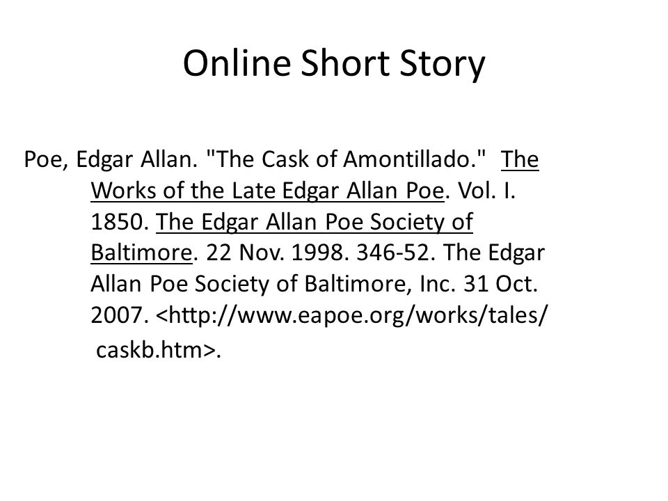 works cited page list of all your sources last page with proper works cited short story