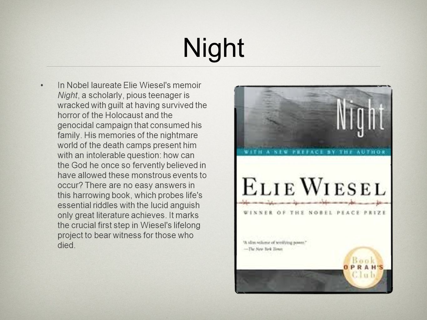 an analysis of the holocausts effect in night by elie wiesel an analysis of the holocausts effect in night by elie wiesel