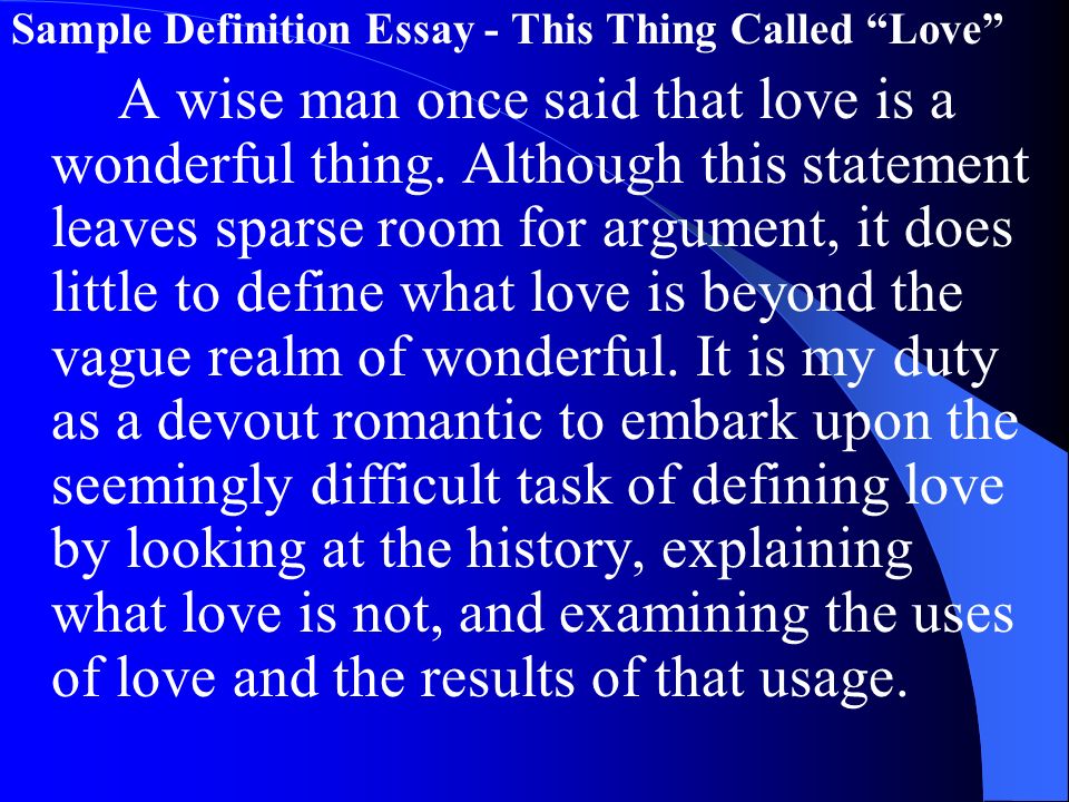 Sample Of A Definition Essay