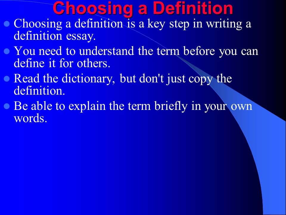 Write A Definition Essay