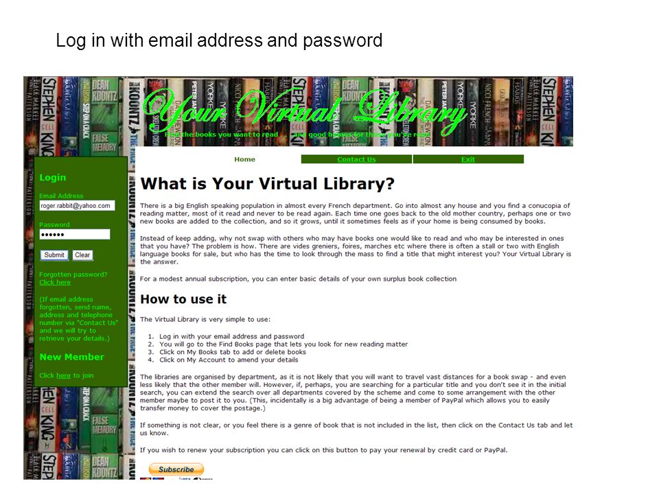 Log in with  address and password