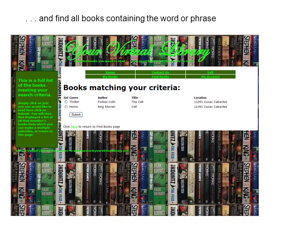 ... and find all books containing the word or phrase