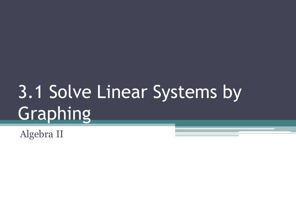 3.1 Solve Linear Systems by Graphing Algebra II