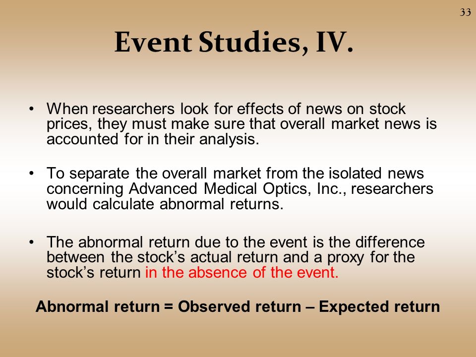 Event Studies, IV.