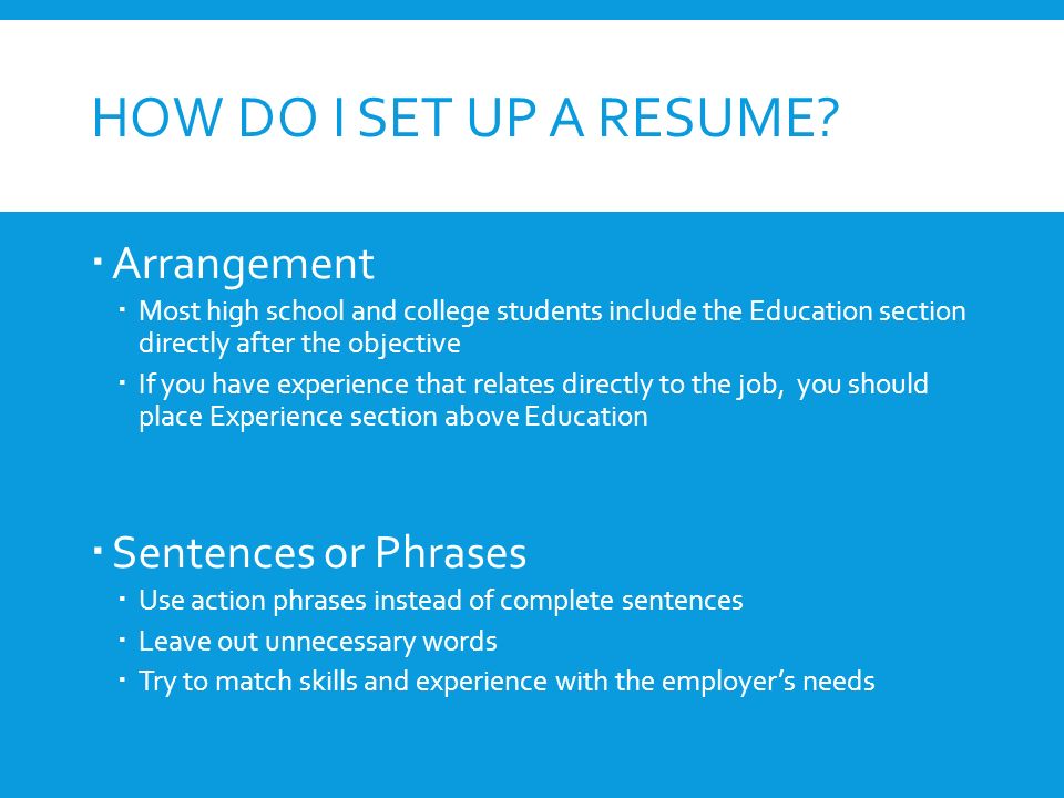 resume complete sentences