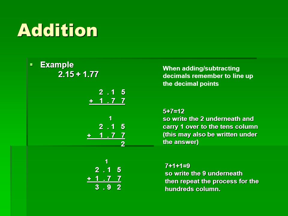 Addition  Example