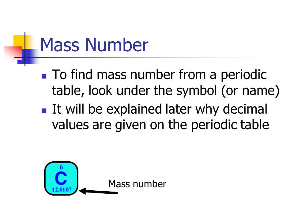 Periodic Table periodic table by mass number : Atoms and Isotopes “Up and at them”. Atoms An atom is composed of ...