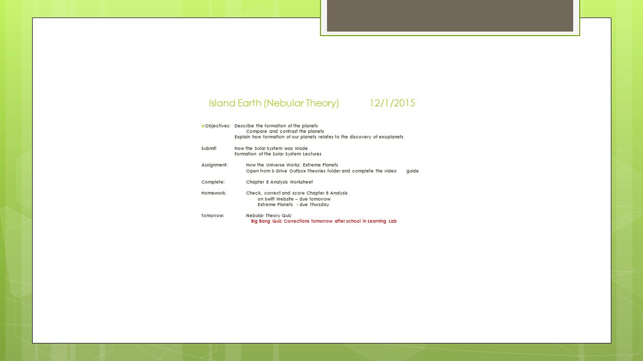 worksheet How The Universe Works Big Bang Worksheet island earth unit 3 earth11 32015 objectives 37 island