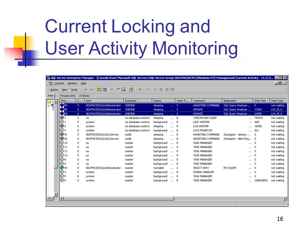 16 Current Locking and User Activity Monitoring