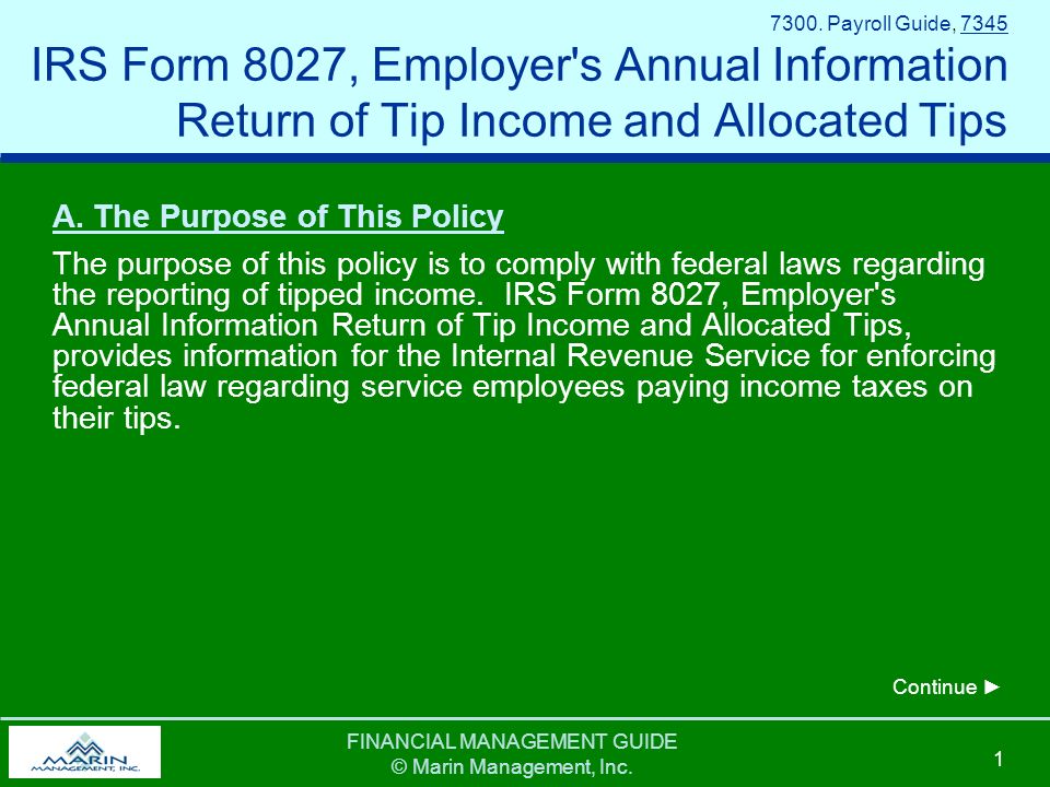 financial management guide marin management inc payroll guide form 8027