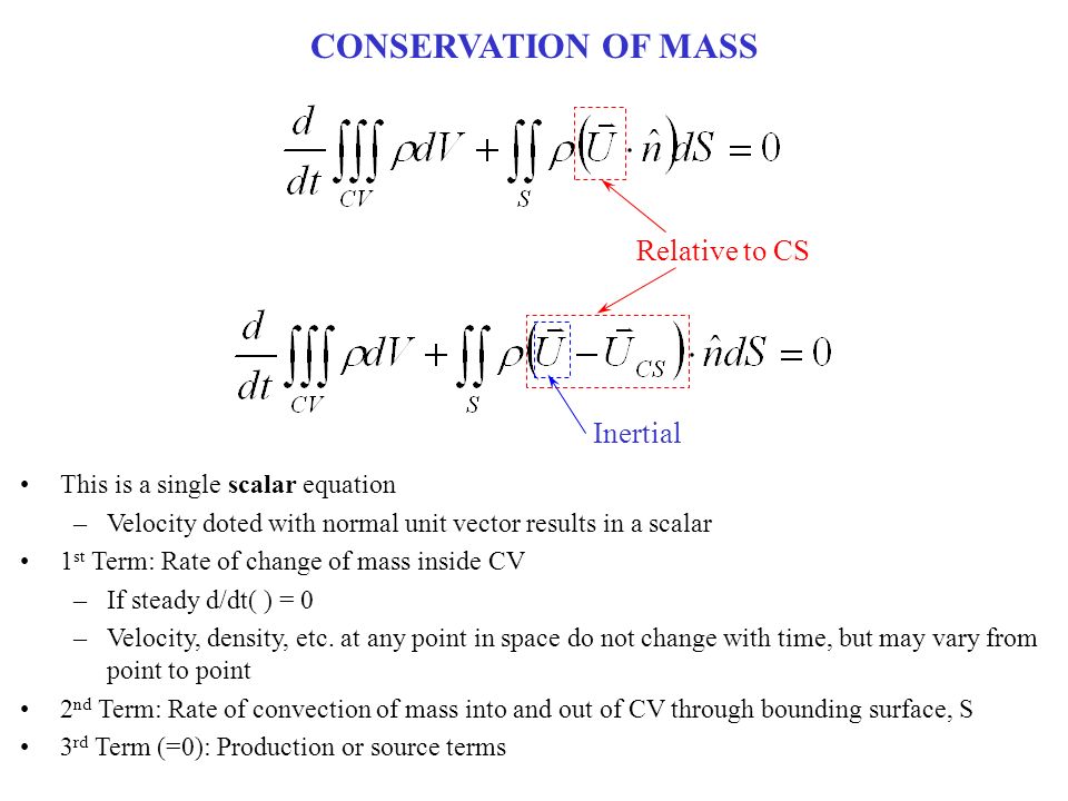 Mae 5360 Hypersonic Airbreathing Engines Integral Forms Of Mass Conservation Of Mass This Is A Single Scalar Equation Velocity Doted With Normal Unit Vector