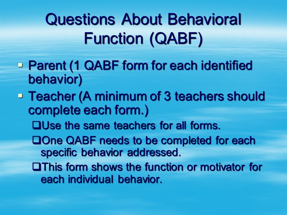 functional behavioral assessment data analysis acknowledgements qabf assessment form