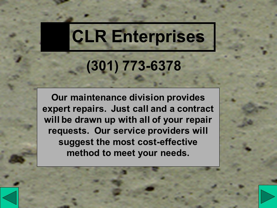 CLR Enterprises Maintenance