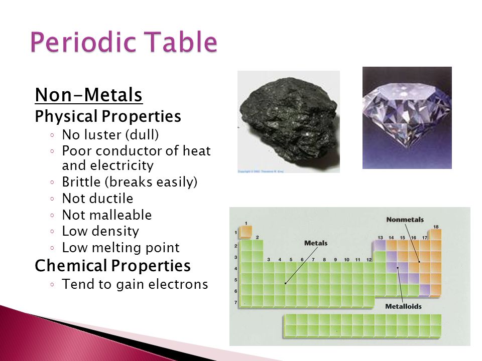 Periodic Table physical properties of elements on the periodic table luster : Created by Dmitri Mendeleev ( ) ï½ Consists of ~115 element ⦠~90 ...