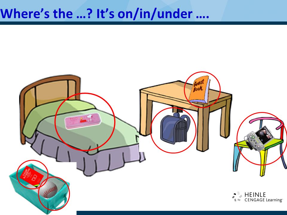 bedroom       表示方位的介词 the mouse is in the box.