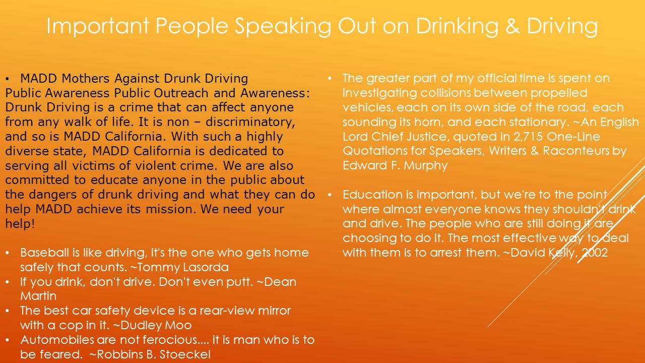 the organization of mothers against drunk drivers madd essay Mothers against drunk driving (madd) is a nonprofit organization in the united states that seeks to stop drunk driving, support those affected by drunk driving, prevent underage drinking, and overall push for stricter alcohol policy. the organization of mothers against drunk drivers madd essay Mothers against drunk driving (madd) is a nonprofit organization in the united states that seeks to stop drunk driving, support those affected by drunk driving, prevent underage drinking, and overall push for stricter alcohol policy.