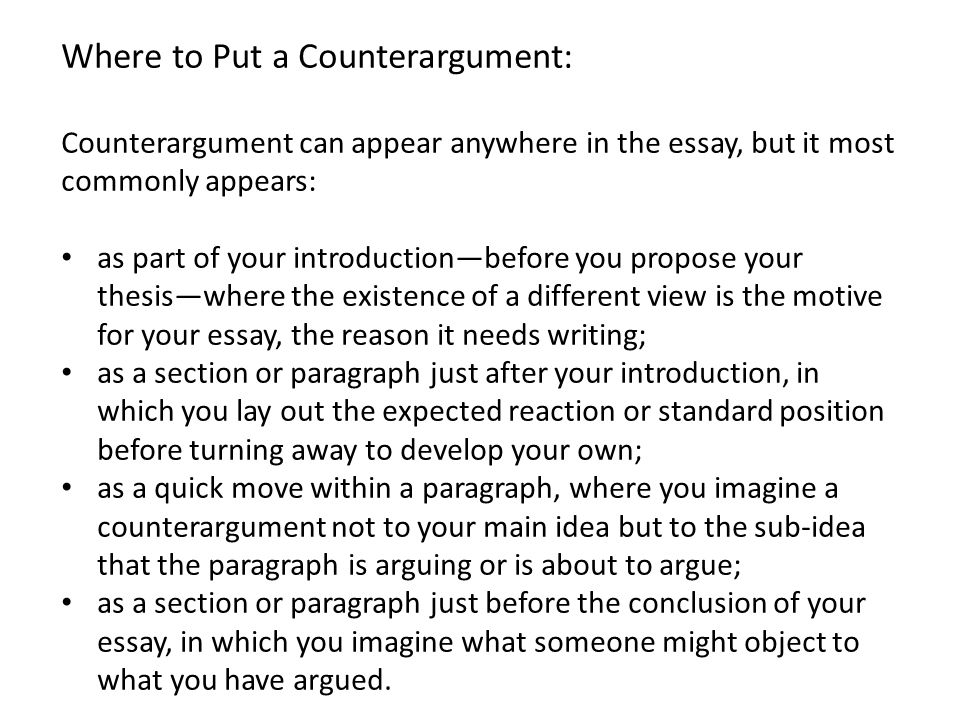 Counter Argument In An Essay