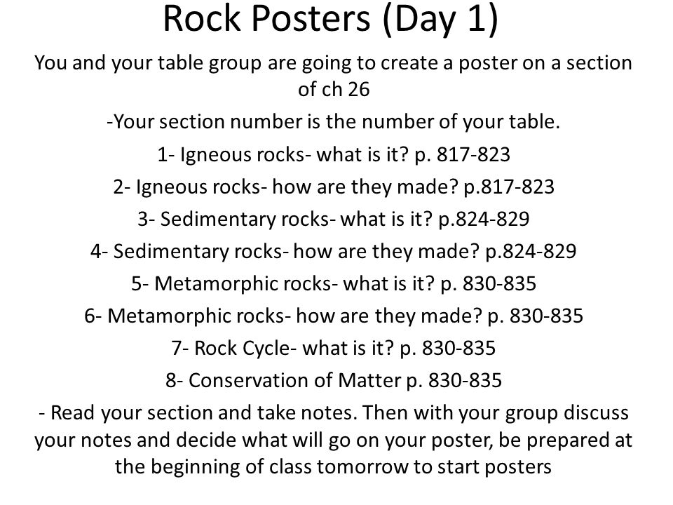 Rock Posters Day 1 You And Your Table Group Are Going To Create Rock Posters Day 1 You And Your Table Group Are Going To Create